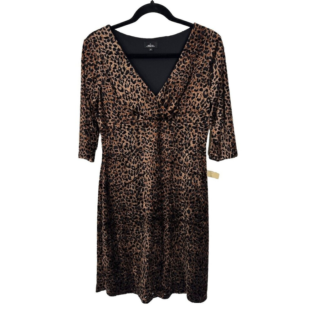 Mica NEW‎ VTG Sheer Burnout Leopard Dress Empire Waist Y2K 90’s Size M